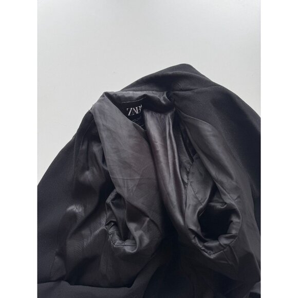 ZARA Black Crepe Double Breasted Oversized Cocoon Blazer Suit Jacket, Size M - Picture 10 of 13
